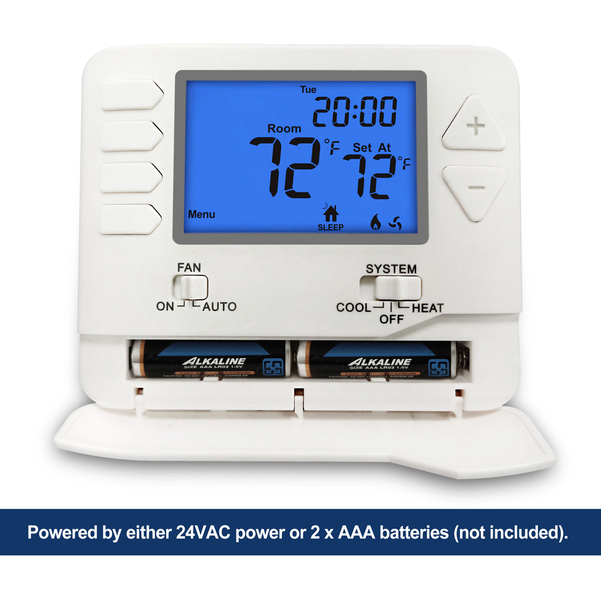 ELECTECK Thermostat, 5-1-1 Day Programmable, Large Digital LCD Display, Compatible w/ Single Stage Electrical and Gas System, Up to 1 Heat/1 Cool, White