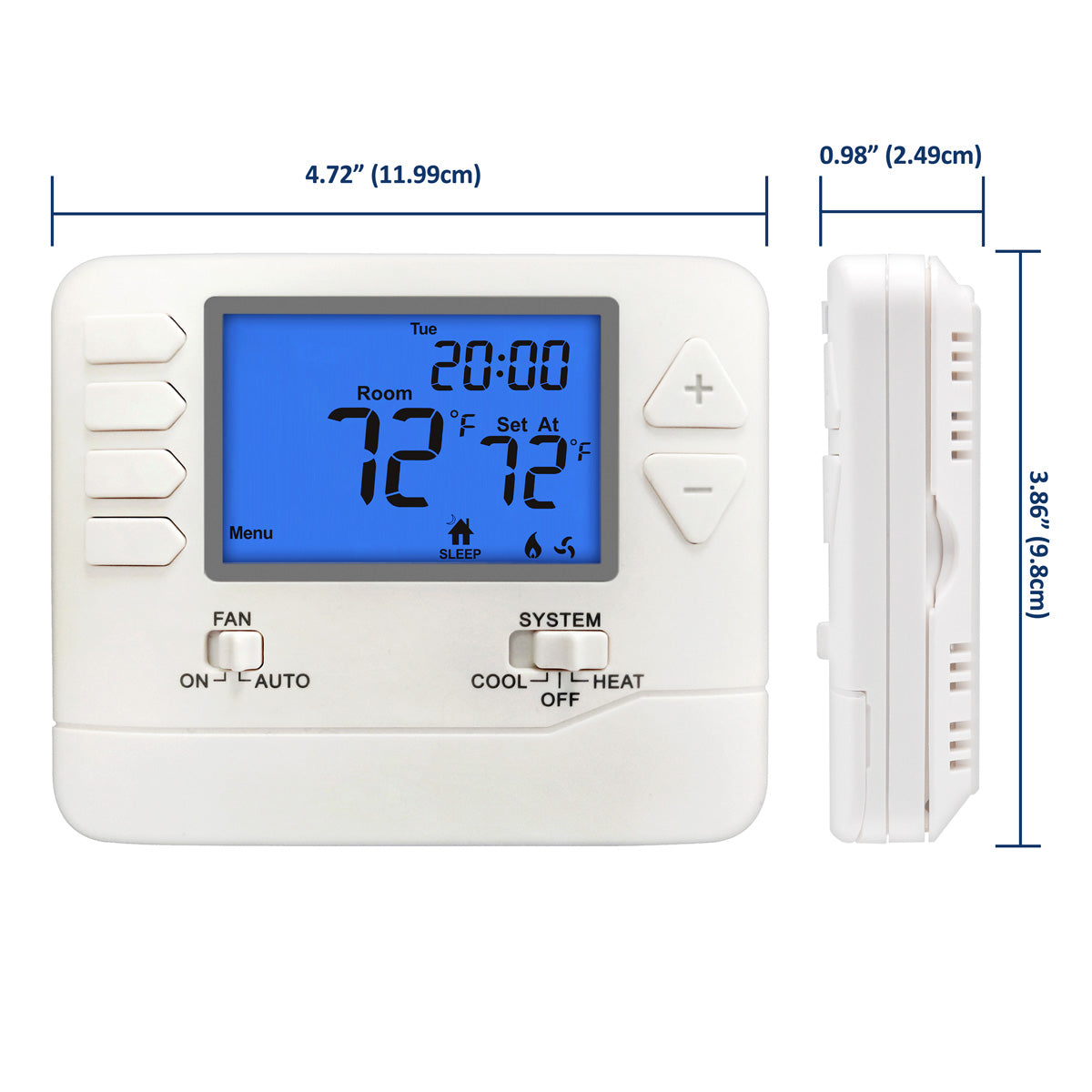 ELECTECK Thermostat, 5-1-1 Day Programmable, Large Digital LCD Display, Compatible w/ Single Stage Electrical and Gas System, Up to 1 Heat/1 Cool, White