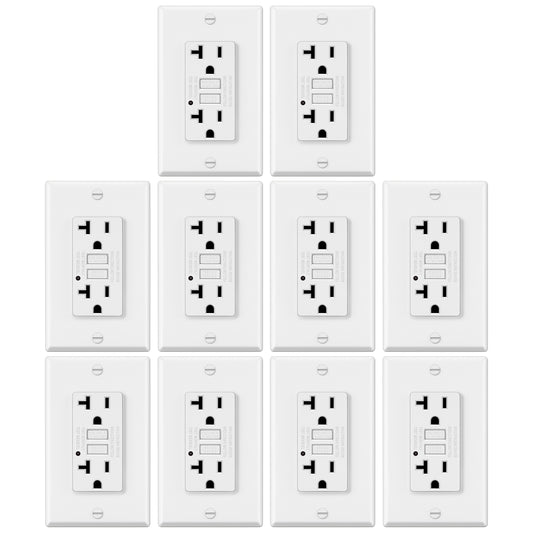 10 Pack - ELECTECK 20 Amp Non-Tamper Resistant GFCI Outlets, Decor GFI Receptacles with LED Indicator, Ground Fault Circuit Interrupter, Wallplate Included, ETL Listed, White
