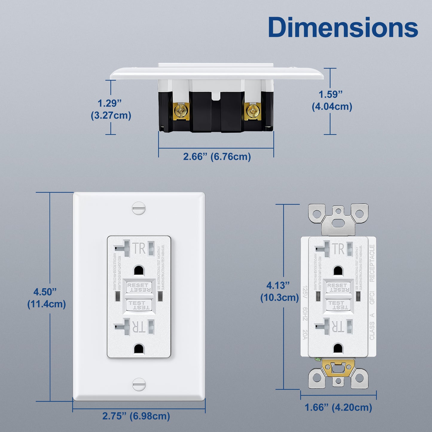 5 Pack – ELECTECK 20 Amp GFCI Outlets, Tamper Resistant (TR), Self-Test GFI Receptacles with LED Indicator, Ground Fault Circuit Interrupter, Decor Wallplate Included, UL Listed, White