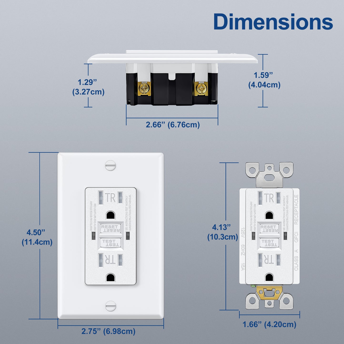 20 Pack – ELECTECK 15 Amp GFCI Outlets, Tamper Resistant (TR), Self-Test GFI Receptacles with LED Indicator, Ground Fault Circuit Interrupter, Decor Wallplate Included, UL Listed, White