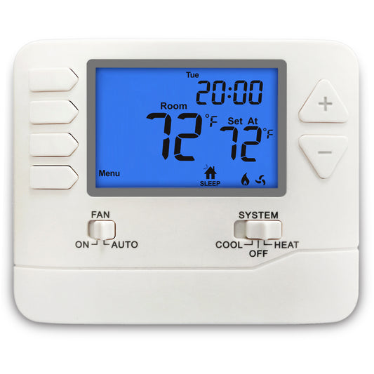 ELECTECK Thermostat, 5-1-1 Day Programmable, Large Digital LCD Display, Compatible w/ Single Stage Electrical and Gas System, Up to 1 Heat/1 Cool, White