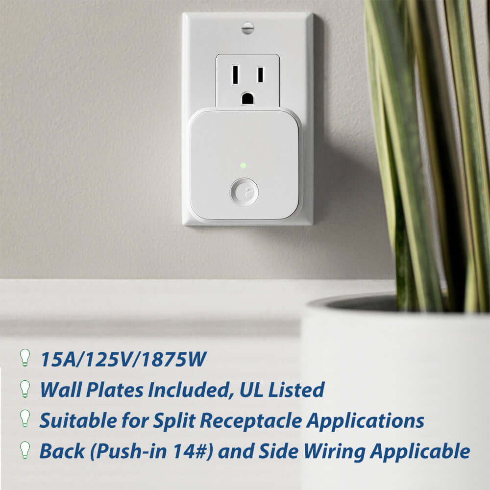 12 Pack - ELECTECK 15A Decor Receptacle Outlet with Wall Plate, Non-Tamper-Resistant, Commercial Grade, UL Listed, White