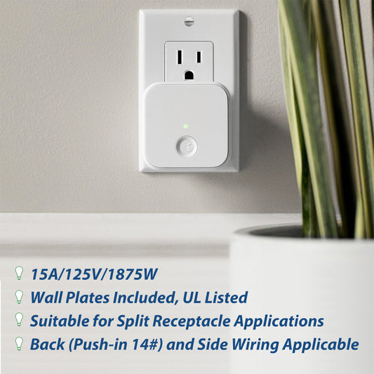 20 Pack - ELECTECK 15 Amp Decorator Outlet with Wall Plate, Non-Tamper Resistant and Residential Receptacle, UL Listed, White