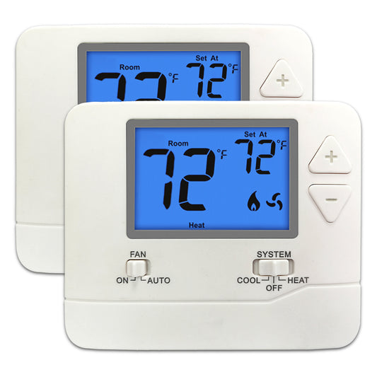 2 PK - ELECTECK Digital Thermostat with Large LCD Display, Non-Programmable, Compatible w/ Single Stage Electrical and Gas/Oil System, Up to 1 Heat/1 Cool