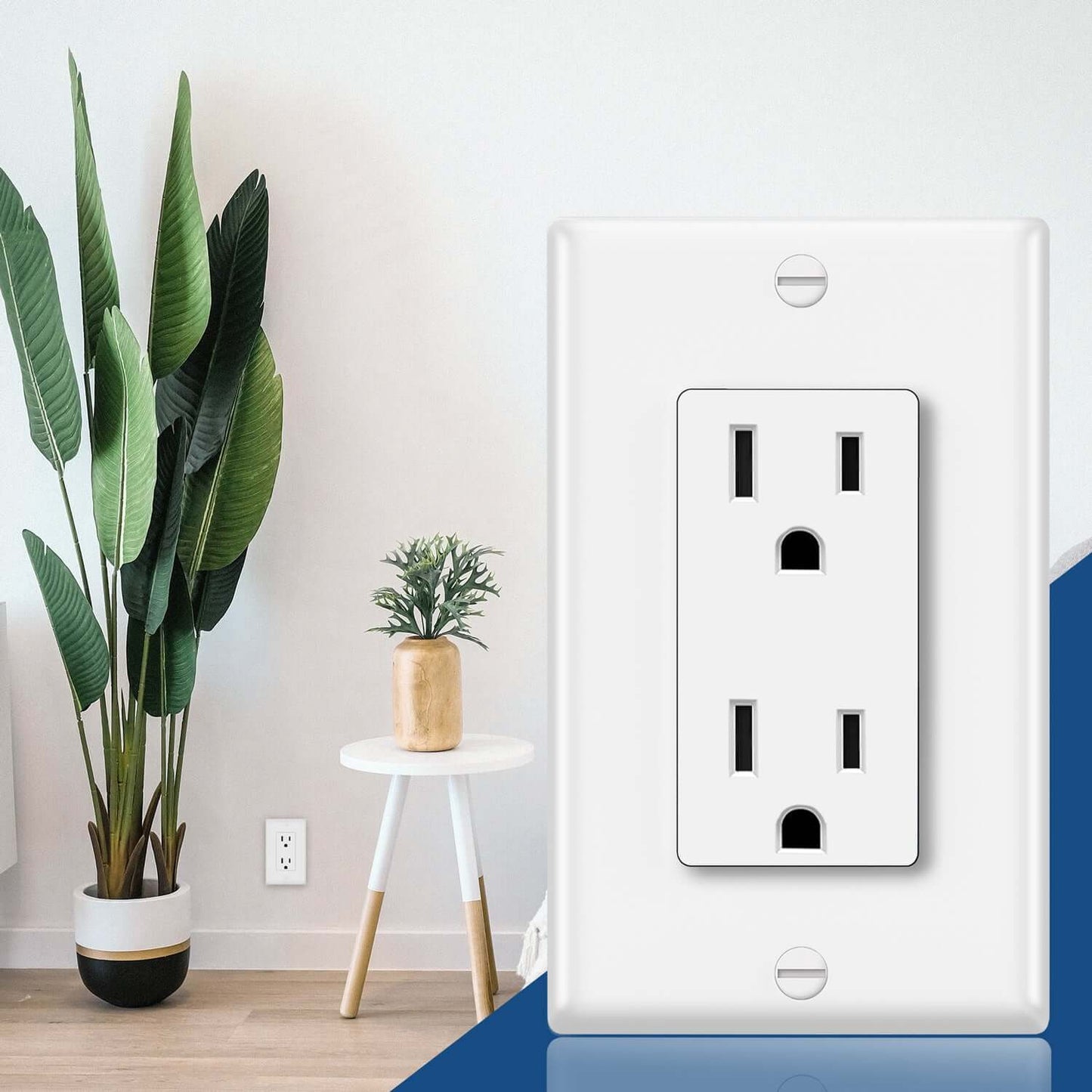 12 Pack - ELECTECK 15A Decor Receptacle Outlet with Wall Plate, Non-Tamper-Resistant, Commercial Grade, UL Listed, White