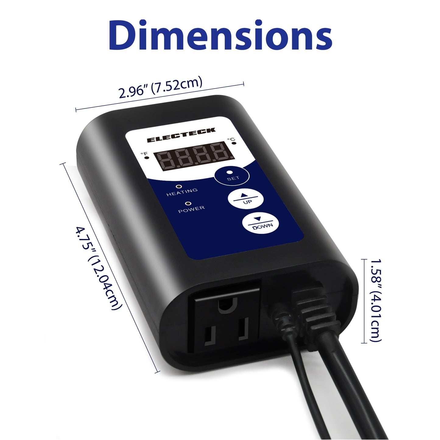 ELECTECK Heat Mat Thermostat, Digital Controller for Seed Germination, Reptiles and Brewing, 41°F to 108 °F/ 5℃ to 42℃, 8.3A, 1000W, Black