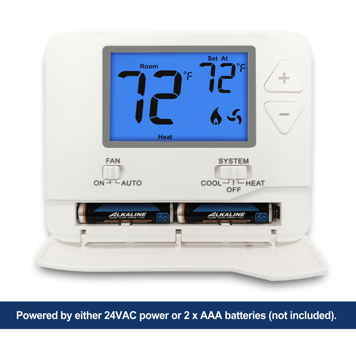 2 PK - ELECTECK Digital Thermostat with Large LCD Display, Non-Programmable, Compatible w/ Single Stage Electrical and Gas/Oil System, Up to 1 Heat/1 Cool