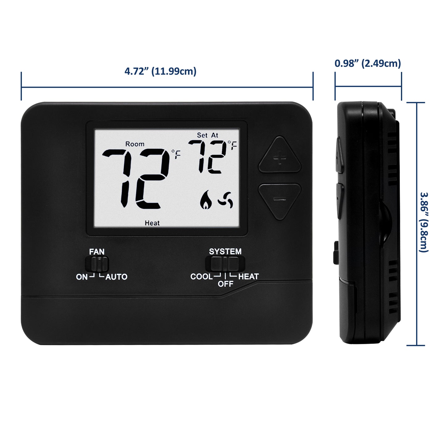 2 Pack - ELECTECK Digital Thermostat with Large LCD Display, Non-Programmable, Compatible with Single Stage Electrical and Gas/Oil System, Up to 1 Heat/1 Cool, Black